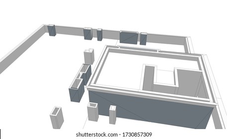 
high-rise roof
 house 3d visualization of space, architectural form