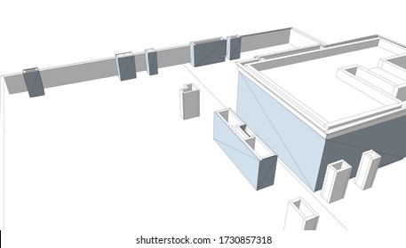 
high-rise roof
 house 3d visualization of space, architectural form
