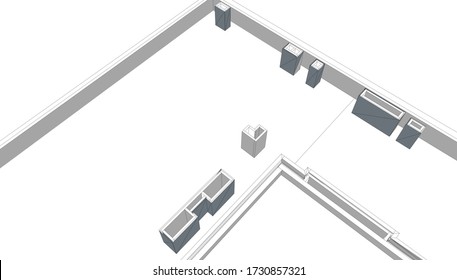 
high-rise roof
 house 3d visualization of space, architectural form