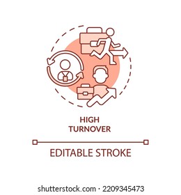 High-risk employee termination red concept icon. Problem workforce turnover abstract idea thin line illustration. Isolated outline drawing. Editable stroke. Arial, Myriad Pro-Bold fonts used