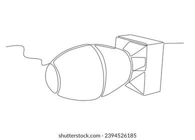 A high-risk nuclear bomb. Nuclear weapon one-line drawing