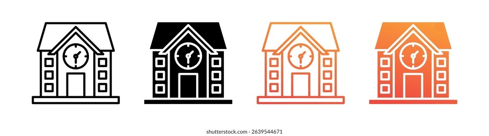 Highschool Multi Style Icon Set Vector