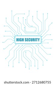 High-security digital circuit glowing in blue on a dark tech background.