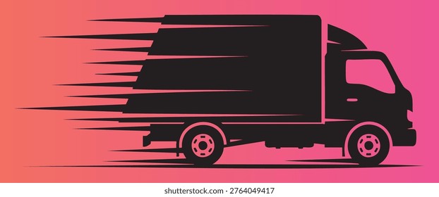 Highspeed delivery truck in motion with dynamic lines