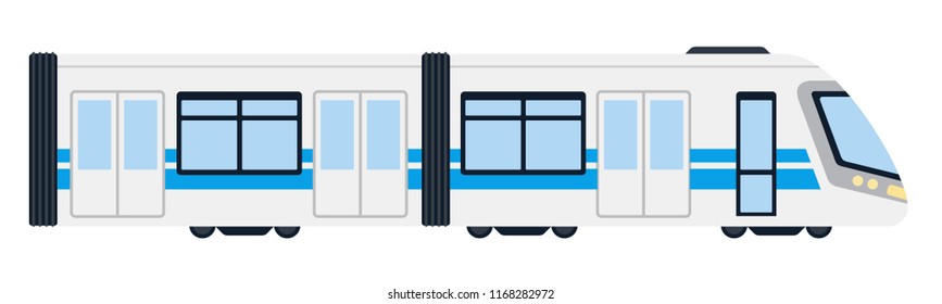 High-speed intercity train vector flat material design isolated on white