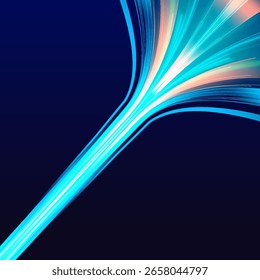 Linha de alta velocidade na forma de uma estrada e uma estrada em uma cidade noturna. Efeito de luz de movimento de partículas. Sinalizações abstratas de lentes de traços de chamas de fogo. Longa exposição das autoestradas como velocidade.	