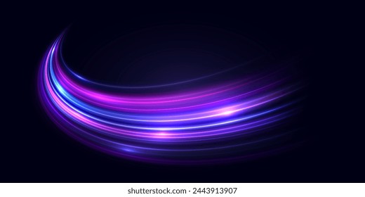 High-speed light trails effect. Abstract digital technology background. Futuristic high-tech innovation, connection, AI, communication, big data. Pattern for banner, website. Vector eps10.