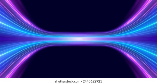 Efecto de rastros de luz de alta velocidad. Abstractas fondo de tecnología digital. Innovación futurista de alta tecnología, conexión de red, IA, comunicación, big data. Vector eps10.