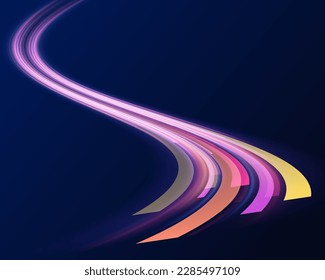 Efecto de trazos de luz de alta velocidad. Tecnología de movimiento dinámico futurista. Fondo de las líneas brillantes de color neón. Hermoso resplandor claro y chispa. Efecto especial azul rojo, línea de policía rápida.