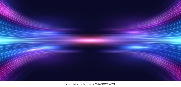 High-speed light trails effect. Futuristic digital technology movement concept. Network connection, AI, communication, big data, data transfer, Network, cyber light trails. Vector eps10.