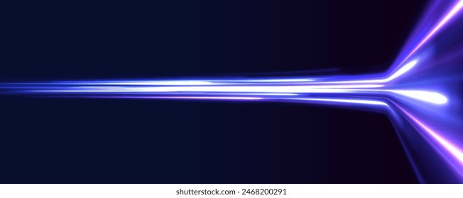 High-speed light trails effect. Futuristic dynamic motion technology. Neon color glowing lines background