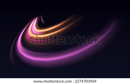 High-speed light trails effect. Futuristic dynamic motion technology. Neon color glowing lines background	