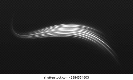 High-speed light trails effect. Shiny wavy comet with light effect. Magic sparkling trails of comet.