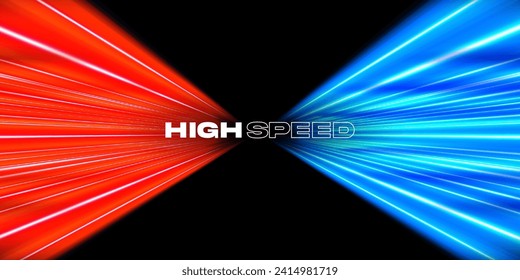 High-speed lines. Red and blue, warm and cold. Fast dynamic light trails on a black background.