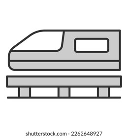 High-speed magnetic levitation train - icon, illustration on white background, grey style