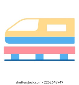 High-speed magnetic levitation train - icon, illustration on white background, flat color style