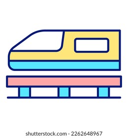 High-speed magnetic levitation train - icon, illustration on white background, color style