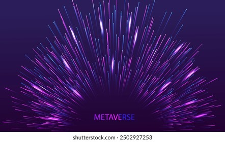 High-speed Metaverse Ai lines. Wireless big data city network and connection technology glow line background. Mobile stream technology design. Futuristic vector illustration.