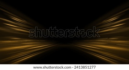 High-speed neon light lines of yellow color on a black background. Incredible speed on the expressway. Laser beams luminous abstract sparkling isolated on a transparent background.	