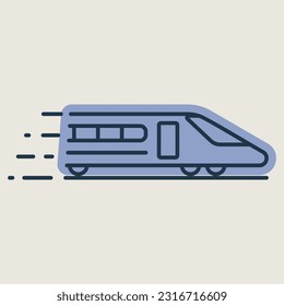 Hochgeschwindigkeitszug für Fahrgäste, Vektorgrafik einzeln. Graph Symbol für Reise- und Tourismus Website und Apps Design, Logo, App, UI