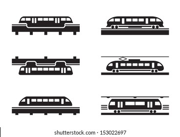 High-speed rail trains - vector illustration