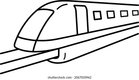 High-speed rail. Vector outline illustration.