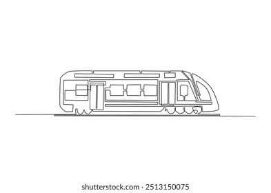 Dibujo continuo de una línea de ferrocarril de alta velocidad. Tren de alta velocidad de una sola línea ilustración de arte. Vector editable.  