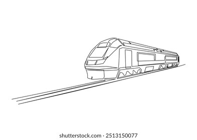 Dibujo continuo de una línea de ferrocarril de alta velocidad. Tren de alta velocidad de una sola línea ilustración de arte. Vector editable.  