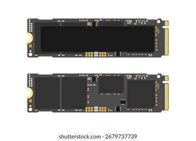 High-speed solid-state drive NVMe M.2 PCI-Express vector illustration