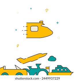 High-speed train filled line vector icon, simple illustration, transport related bottom border.