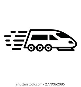 Highspeed train icon with motion lines on white background icon