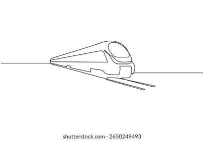High-Speed Train One Line Illustration. Vector drawing capturing the essence of a modern train, High speed train single line art illustration. Editable vector.