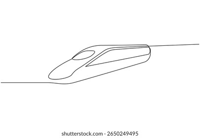 Ilustração de alta velocidade de uma linha de trem. Desenho vetorial capturando a essência de um trem moderno, trem de alta velocidade ilustração de arte de linha única. Vetor editável.
