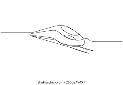 Ilustração de alta velocidade de uma linha de trem. Desenho vetorial capturando a essência de um trem moderno, trem de alta velocidade ilustração de arte de linha única. Vetor editável.