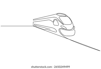 Ilustração de alta velocidade de uma linha de trem. Desenho vetorial capturando a essência de um trem moderno, trem de alta velocidade ilustração de arte de linha única. Vetor editável.