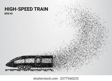 High-Speed Train of particles. High-Speed Train consists of small circles. Vector illustration.