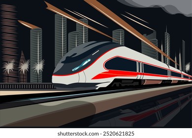 High-speed train, red Train, Train.vector illustration