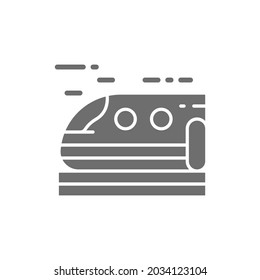 High-speed train, subway, tram grey icon. Isolated on white background