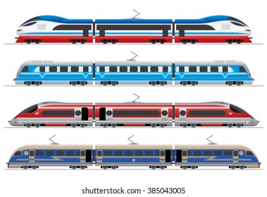 high-speed trains / railway transport collection with unique design / vector illustration