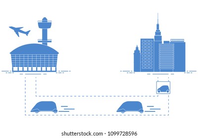 High-speed transportation of passengers from the city to the airport. Scientific and technical progress. New technology.