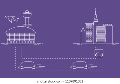 High-speed transportation of passengers from the city to the airport. Scientific and technical progress. New technology.