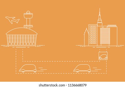 High-speed transportation of passengers from the city to the airport. Scientific and technical progress. New technology.