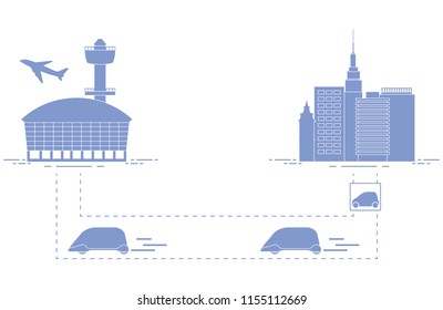 High-speed transportation of passengers from the city to the airport. Scientific and technical progress. New technology.