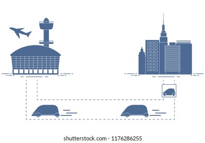 High-speed transportation of passengers from the city to the airport. Scientific and technical progress. New technology.