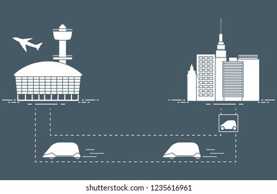 High-speed transportation of passengers from the city to the airport. Scientific and technical progress. New technology.