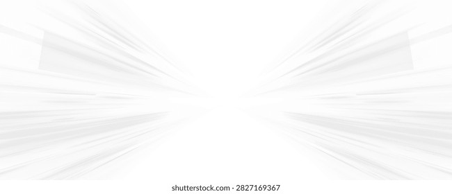 High-speed white light streaks converging into a bright center with motion blur effect on transparent background