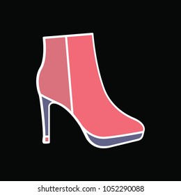 Hight boot icon. Cartoon female Hight boot vector icon for web design isolated on black background