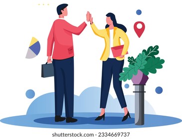 Hight five, Flat vector illustration