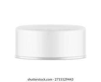 Lata inferior realista de la altura con la maqueta fácil-abierta de la tapa. Ilustración vectorial aislada sobre fondo blanco. Fácil de usar para la presentación de su producto, idea, diseño. EPS10.