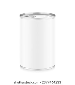 Hight realistic can with easy-open lid mockup. Vector illustration isolated on white background. Easy to use for presentation your product, idea, design. EPS10.